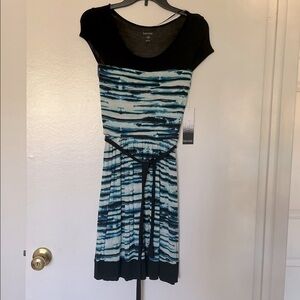 𝅺kensie- mini dress XS cap sleeves, black,blue,cream KS1K9796 fit and flare